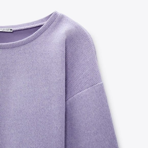 ZARA New Sweatshirt /  Sweater Lilac Soft Cropped - Picture 5 of 6